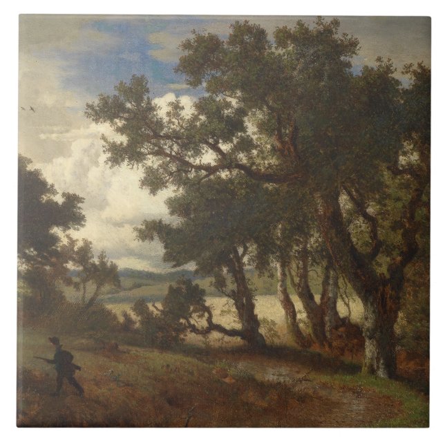 Carreau Chasseur dans un paysage rural (Andreas Achenbach) (Devant)