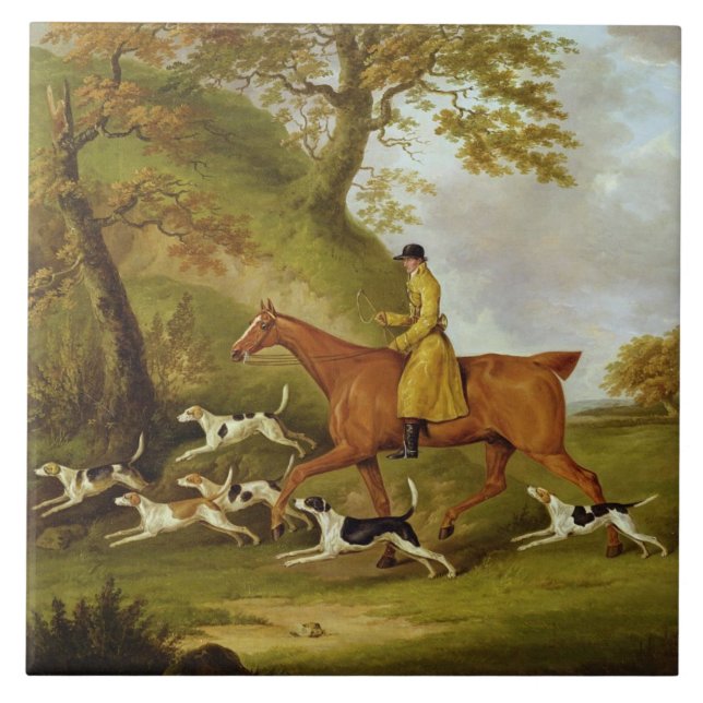 Carreau Chasseur et chiens, 1809 (huile sur la toile) (Devant)