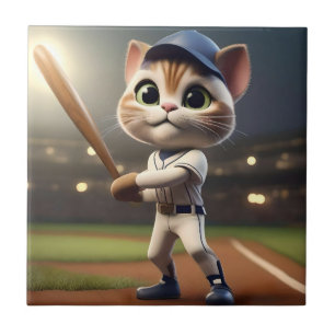 Carreau Chat De Baseball Drôle,