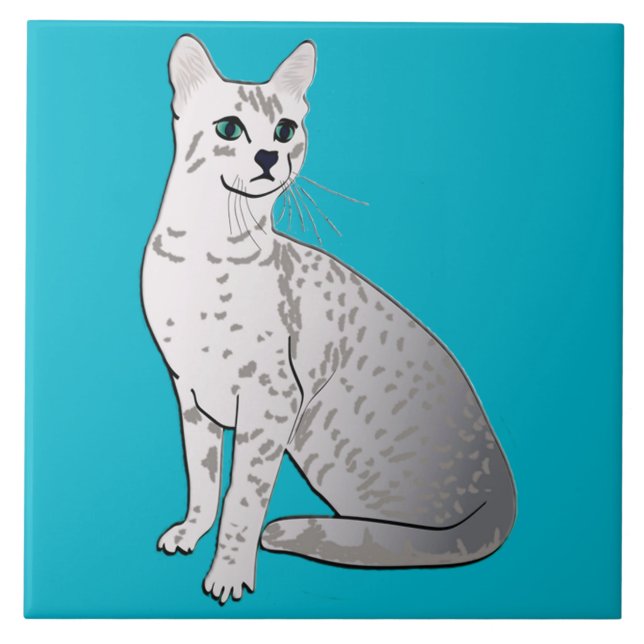 Carreau Chat de Mau d'Egyptien - gris argenté (Devant)