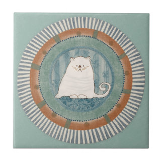 Carreau Chat de menthe fantaisie bleu terracotta aqua sarc