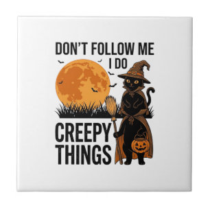 Carreau Chat d'Halloween Choses Effrayantes Sorcière Drôle