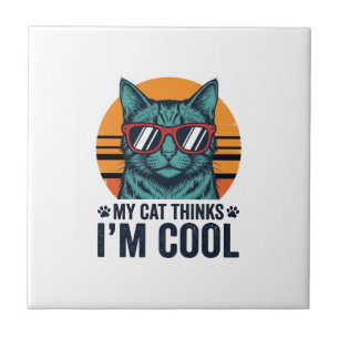 Carreau Chat Drôle Pense Que Je Suis Cool Vintage