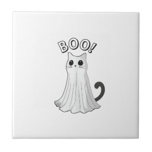 Carreau Chat fantôme mignon Boo Kitty Halloween chaton eff