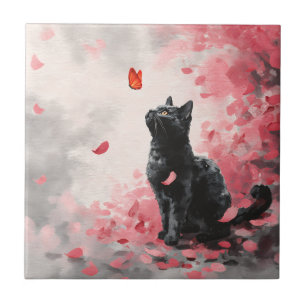 Carreau Chat Fleur de Cerisier et Papillons (3)