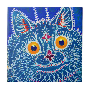 Carreau Chat gothique bleu