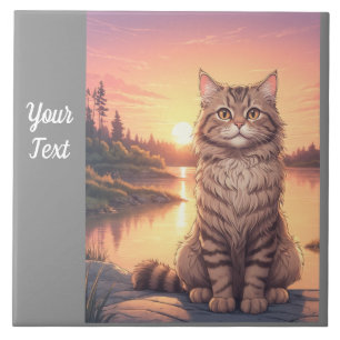 Carreau Chat Gris Tabby au bord du Lac