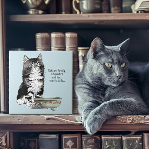 Carreau Chat gris tabby indépendant bleu mignon drôle