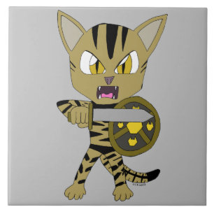 Carreau Chat guerrier Chibi
