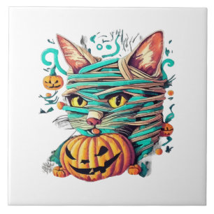 Carreau Chat momie drôle Halloween