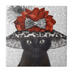 Carreau Chat noir avec Casquette fabuleux