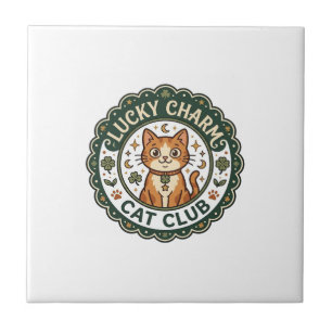 Carreau Chat porte-bonheur POD Art Vector - Chat porte-bon