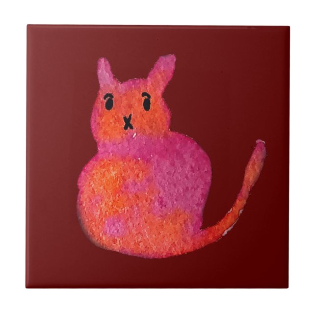Carreau Chat rose funky chaton mignonette (Devant)