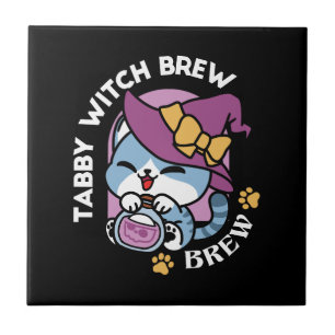 Carreau Chat Tabby Halloween – Chapeau de Sorcière & Art d