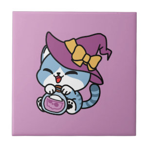 Carreau Chat Tabby Halloween – Chapeau de Sorcière & Art d
