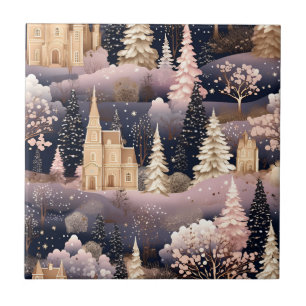 Carreau Château de fantaisie de cerf d'hiver rose (3)