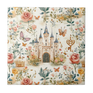 Carreau Château Médiéval Vintage Fantaisie Florale Papillo