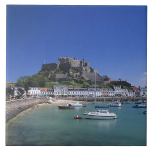 Carreau Château Mont Orgueil et port, Gorey, Jersey