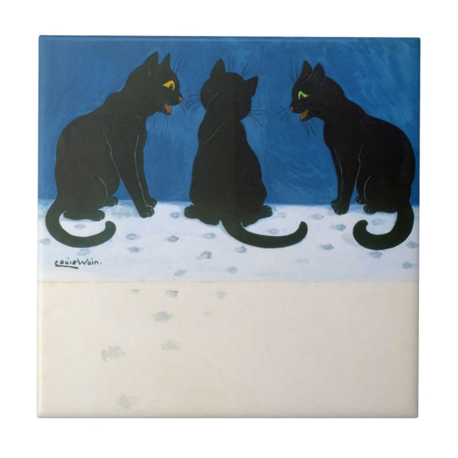Carreau Chats noirs dans la neige, Louis Wain (Devant)