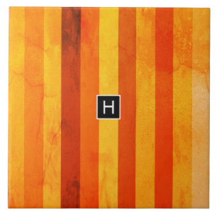 Carreau Chaud Patiné Orange Rouge rayures Monogramme