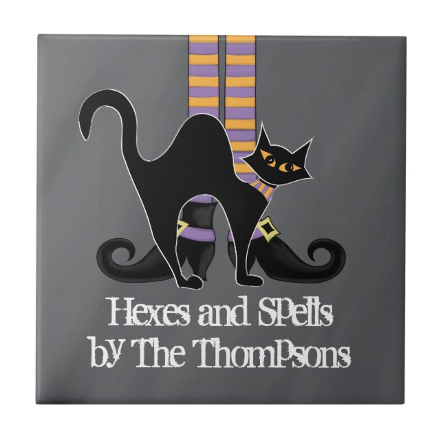 Carreau Chaussures de sorcière simple d'Halloween noir Cha (Devant)