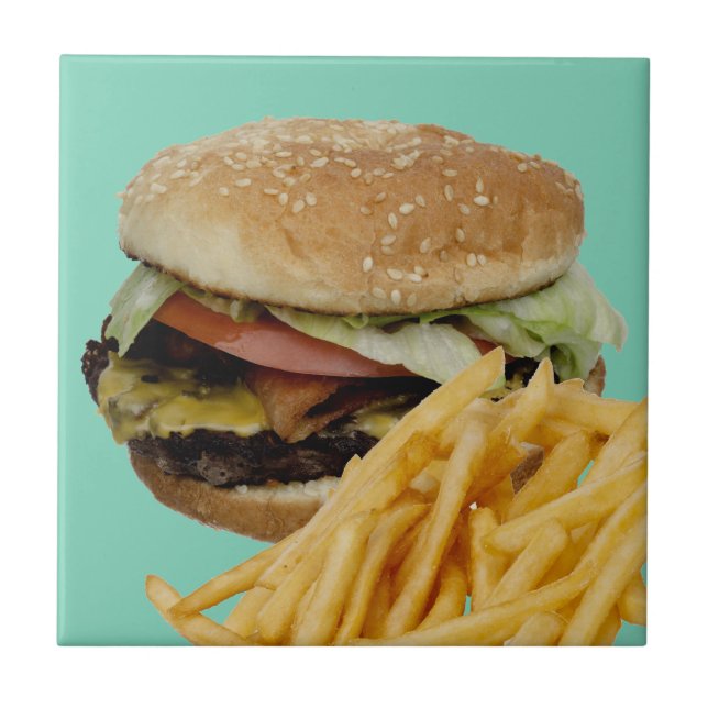 Carreau Cheeseburger et frites (Devant)