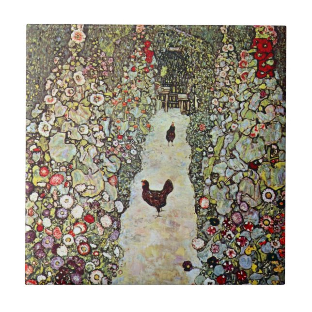 Carreau Chemin de jardin avec poulets, Gustav Klimt, Art N (Devant)