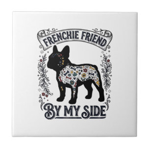 Carreau Chemise Bouledogue Français Floral Vintage Amoureu