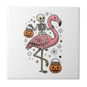 Carreau Chemise de bonbons d'Halloween de flamant rose mon