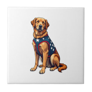 Carreau Chemise de chien de service patriotique Golden Ret