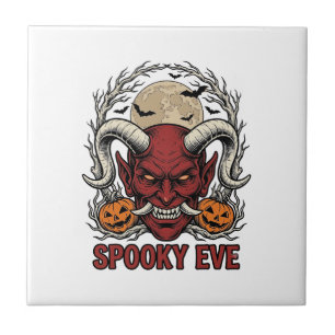 Carreau Chemise de Démon Halloween avec Gravure Vintage Ci