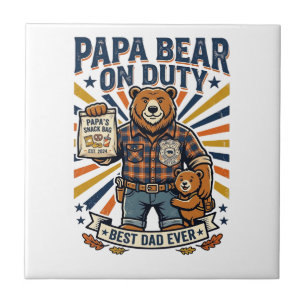 Carreau Chemise de la fête des pères Papa Bear en service