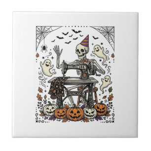 Carreau Chemise de machine à coudre squelette Halloween Vi