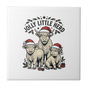 Carreau Chemise de vache de Noël Art de troupeau de vacanc