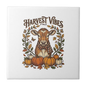 Carreau Chemise de veau d'automne Gravure vintage Moisson