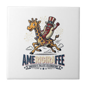 Carreau Chemise drôle Amerigiraffee patriotique girafe hot