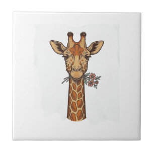 Carreau Chemise Girafe Gravée Vintage Avec Fleurs_1