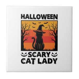 Carreau Chemise Halloween Dame de chat effrayant Gravure V
