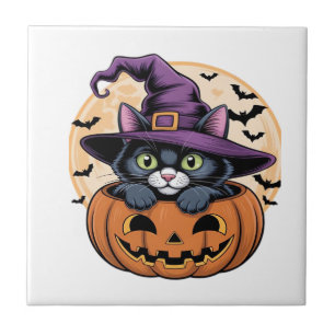 Carreau Chemise oversize Halloween chat citrouille chat no