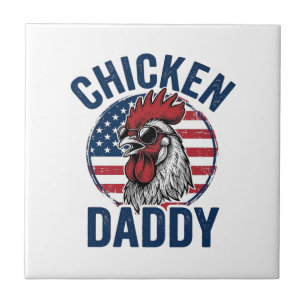 Carreau Chemise patriotique vintage Coq Papa Poulet Desi
