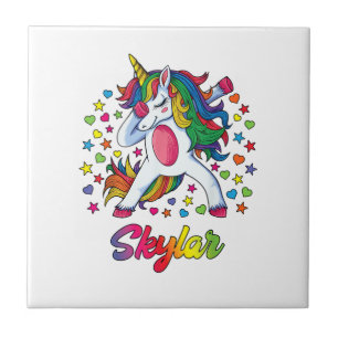 Carreau Chemise personnalisée Skylar Licorne Fille Cadeau