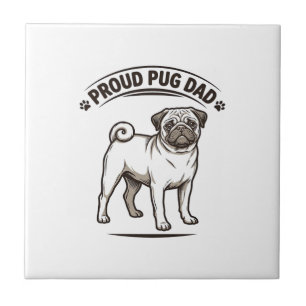 Carreau Chemise Pug Papa Gravure Vintage Design Papa Chien