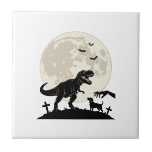 Carreau Chemise silhouette de cimetière de chien dinosaure