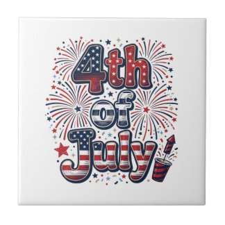 Carreau Chemise vintage feux d'artifice patriotique 4 juil