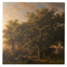Carreau Chênes dans un paysage forestier (paysage boisé)