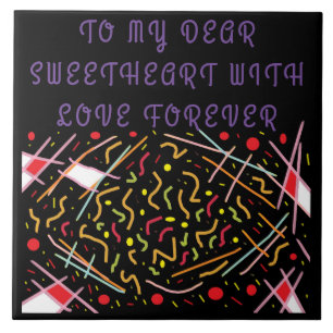 Carreau Cher message amoureux rouge violet design