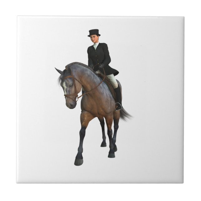 Carreau Cheval de dressage et tuile de cavalier (Devant)