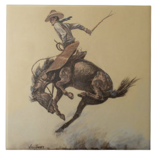 Carreau “Cheval qui rue” Art western par Will James