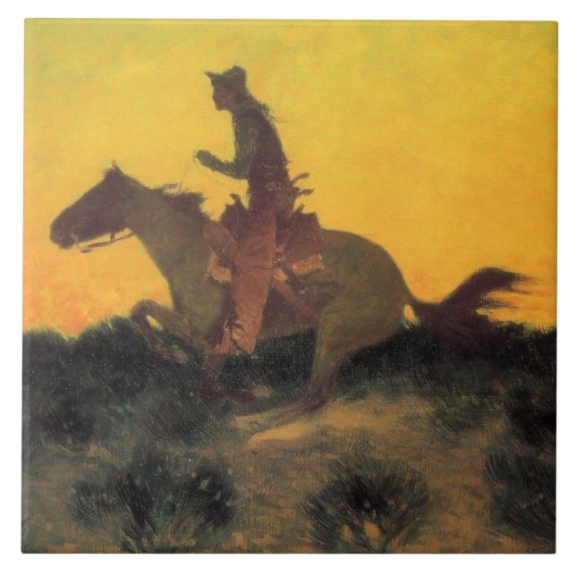 Carreau Cheval Rider contre le coucher du soleil (par Remi (Devant)
