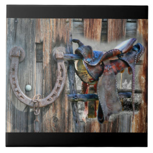Carreau Cheval Saddle Horseshoe Rustique Western